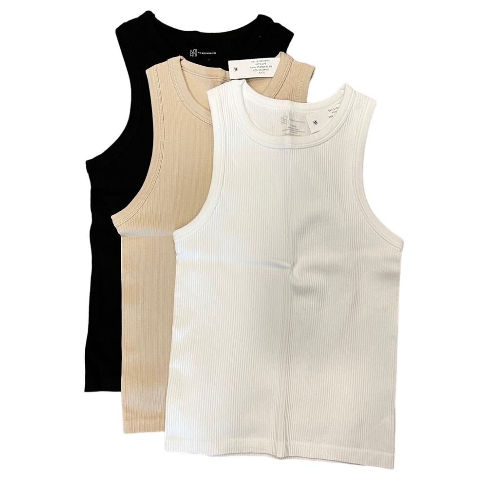 No Boundaries Black and Tan Fitted Sleeveless Tank Top